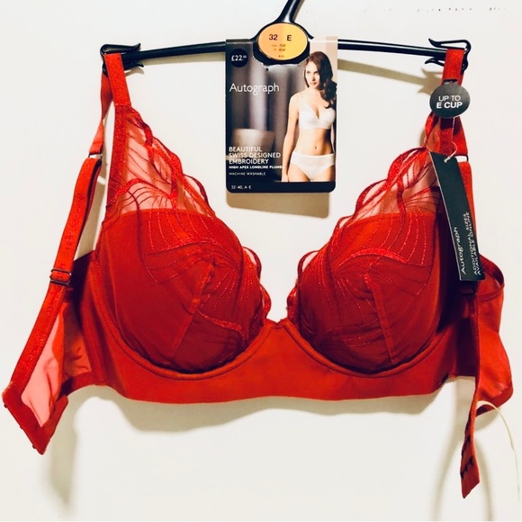 NWT 2 SET 32F bra + tanga S (4) lingerie AUTOGRAPH lace top cinnamon orange - Picture 1 of 9